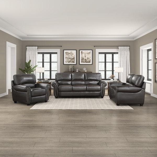 Darby Home Co Neoga 3 Piece Leather Match Living Room Set Wayfair Canada
